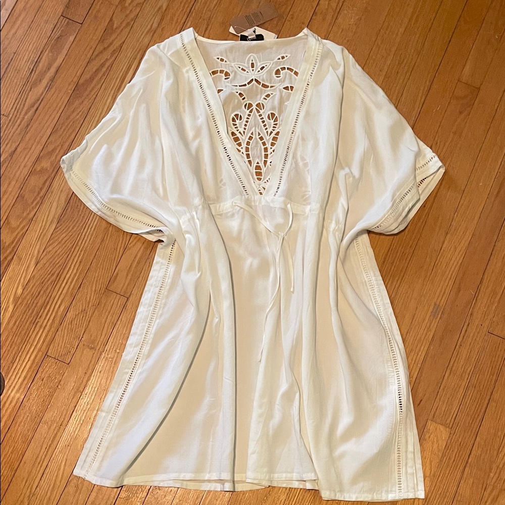 Etam Paris White Crochet Detail V-Neck Tunic